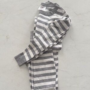 Hanna Andersson Gray and White Striped Pajama Top